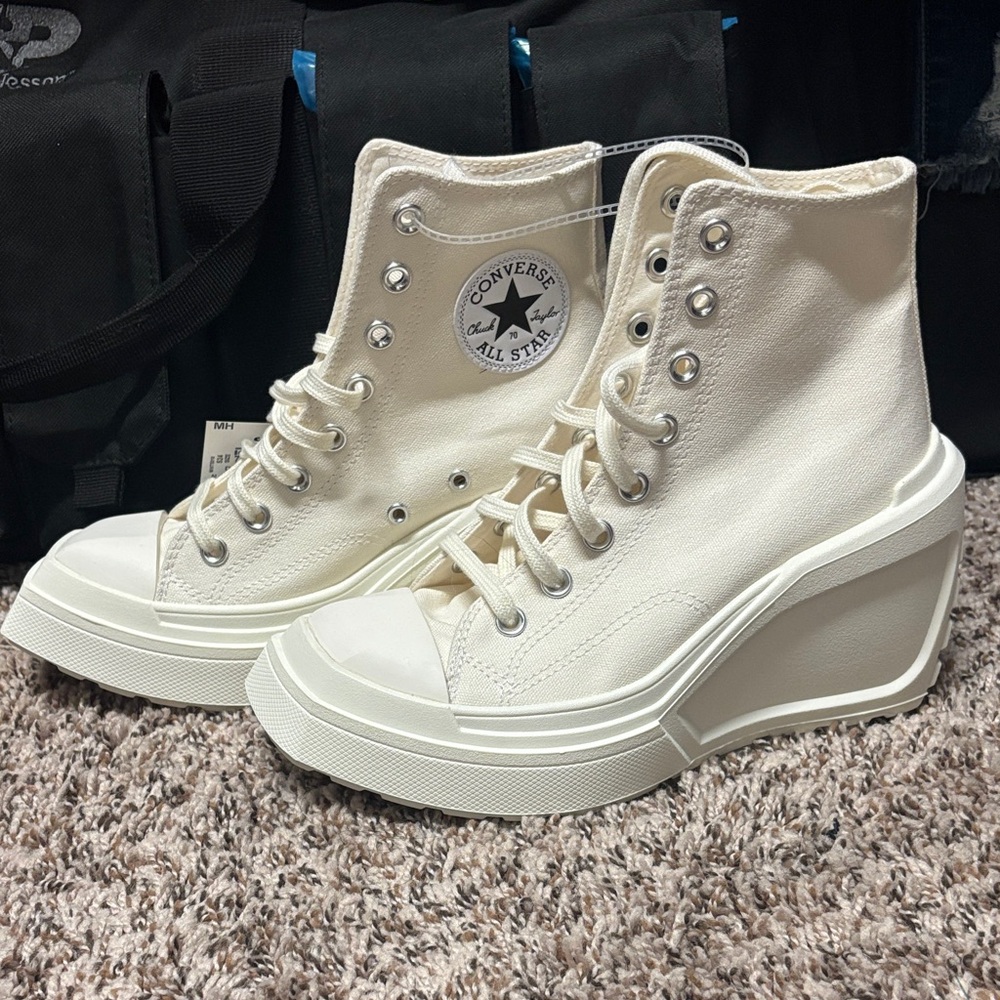 Converse Women's Off-White High-Top Wedge Sneakers